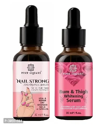 Pink Square Nail Strong Serum (Nail Repair)  Bum and Thigh Whitening Serum - (Each,30ml) Combo of 2 Items