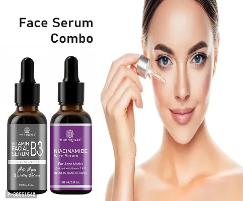 Pink Square Vitamin B3 Face Serum (Anti-Angeing)  Niacinamide Face Serum (Acne Marks) - (Each, 30ml) Combo of 2 Items