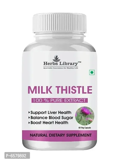 Herbs Library Milk Thistle(Silymarin) Capsule for Liver Detox and Cleansing(60 Capsules)  (60 Capsules)