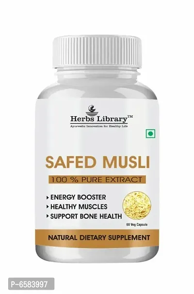 Herbs Library Safed Musli Supplement for Strength,Stamina and Muscles B  (60 Capsules)