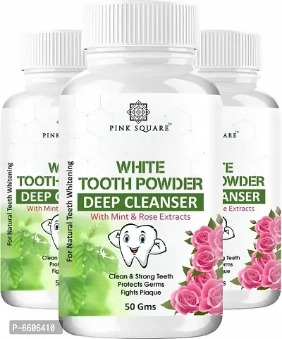 Teeth Whitening White Tooth Powder For Tobacco Stain, Tartar, Gutkha Stain and Yellow Teeth Removal , Pack Of 3,50 Grams Each-thumb0