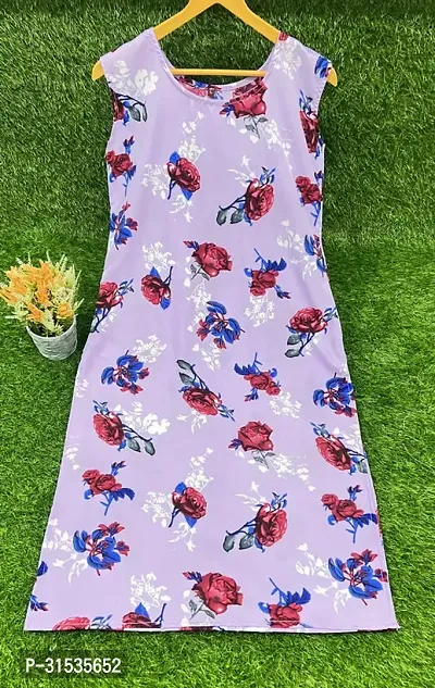 Attractive Purple Printed Crepe Kurta For Women