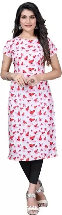 Stylish White Crepe Printed Straight Stitched Kurta For Women-thumb0