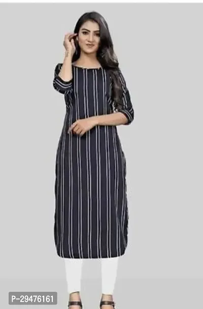 Stylish Black Crepe Printed Straight Stitched Kurta For Women-thumb0