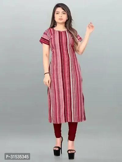 Attractive Pink Striped Crepe Kurta For Women