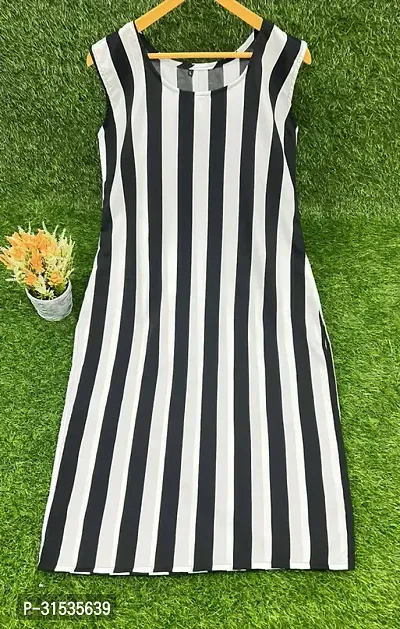 Attractive White Striped Crepe Kurta For Women-thumb0