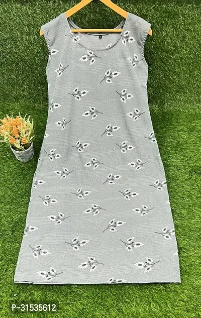 Attractive Grey Printed Crepe Kurta For Women-thumb0