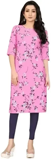 Attractive Pink Printed Crepe Kurta For Women