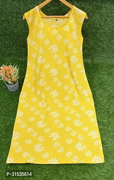 Attractive Yellow Printed Crepe Kurta For Women-thumb0