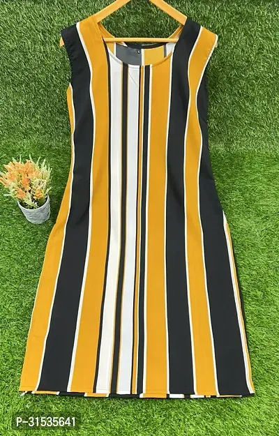 Attractive Yellow Striped Crepe Kurta For Women-thumb0