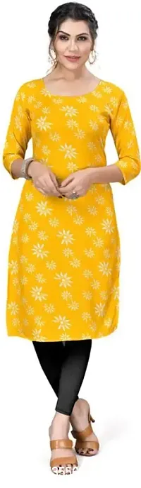 Attractive Yellow Printed Crepe Kurta For Women-thumb0