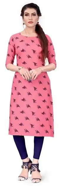 Attractive Pink Printed Crepe Kurta For Women