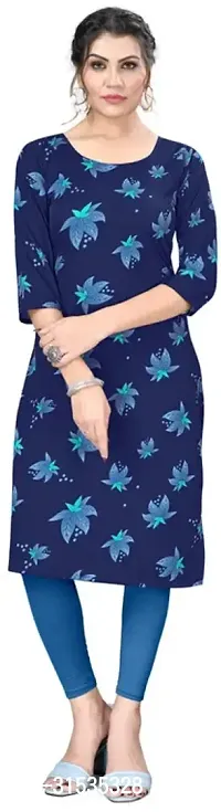 Attractive Blue Printed Crepe Kurta For Women