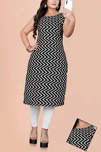 Stylish Black Crepe Zig Zag Straight Stitched Kurta For Women-thumb2