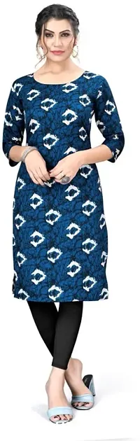 Stylish Blue Crepe Printed Straight Stitched Kurta For Women-thumb0