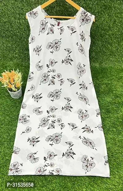 Attractive White Printed Crepe Kurta For Women-thumb0