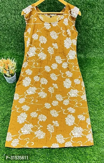 Attractive Yellow Printed Crepe Kurta For Women-thumb0