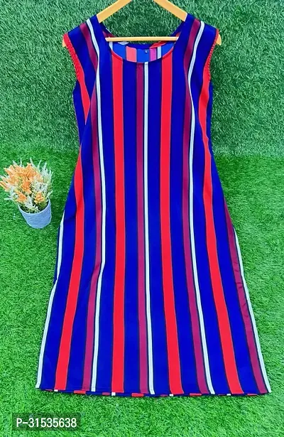 Attractive Multicoloured Striped Crepe Kurta For Women