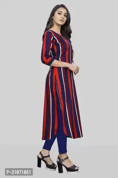 Stylish Multicoloured Crepe Striped Kurta For Women-thumb0