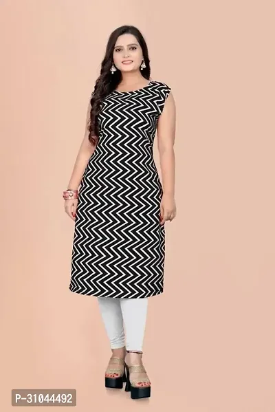 Stylish Black Crepe Zig Zag Straight Stitched Kurta For Women-thumb0