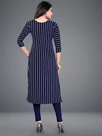 Stylish Blue Crepe Striped Kurta For Women-thumb1