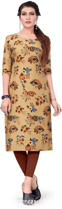 Attractive Beige Printed Crepe Kurta For Women