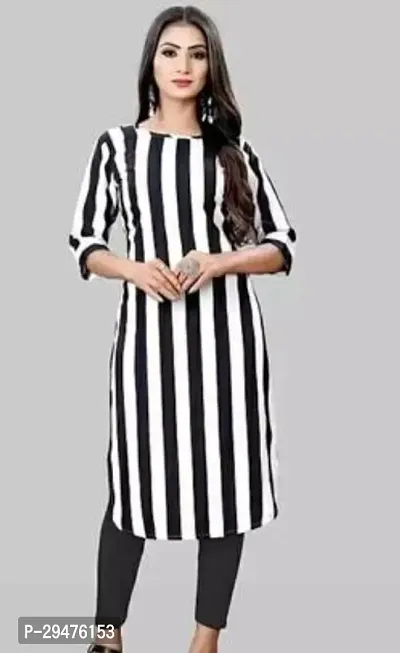 Stylish Black Crepe Printed Straight Stitched Kurta For Women-thumb0