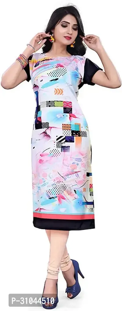 Stylish Multicoloured Crepe Printed Straight Stitched Kurta For Women-thumb0