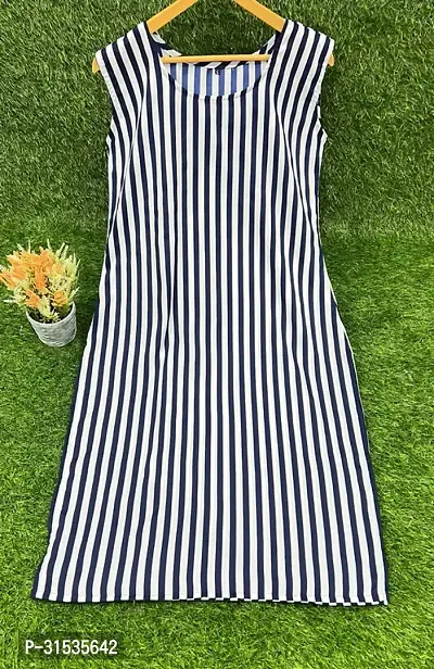 Attractive White Striped Crepe Kurta For Women-thumb0