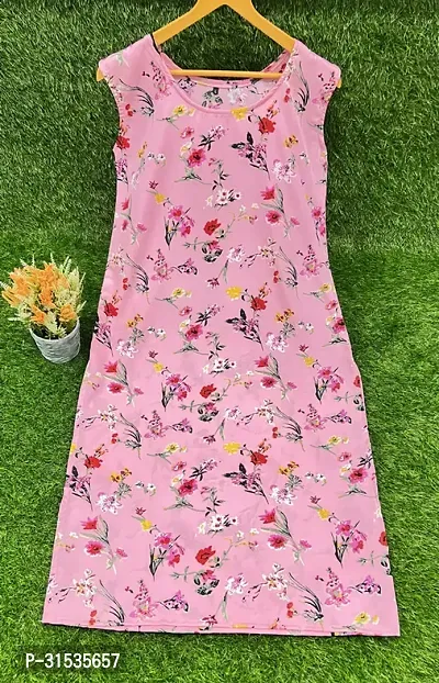 Attractive Pink Printed Crepe Kurta For Women