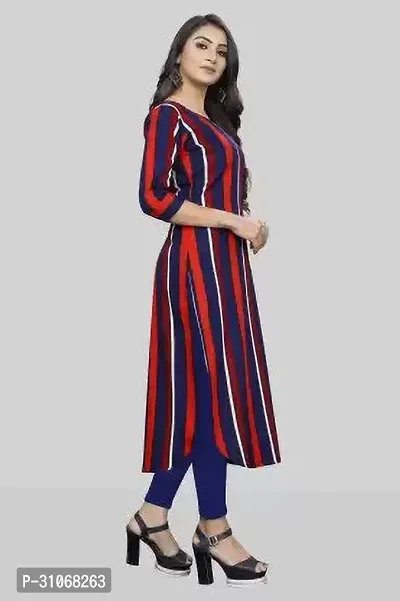 Elegant Striped Crepe Kurta For Women And Girls-thumb0