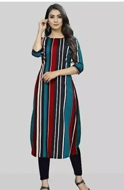 Attractive Striped Crepe Kurta For Women