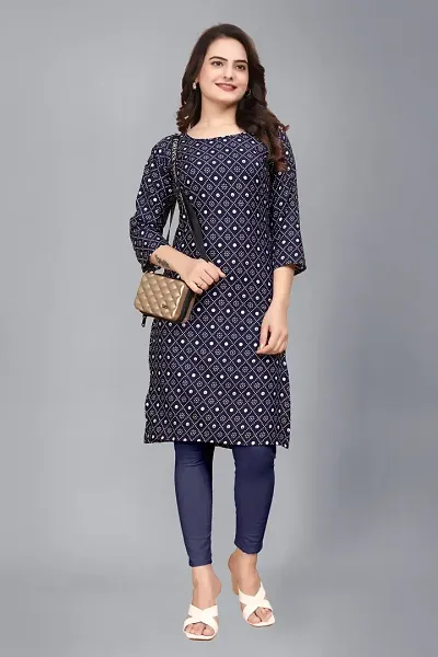 Stylish Crepe Printed Straight Kurti