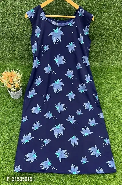 Attractive Navy Blue Printed Crepe Kurta For Women