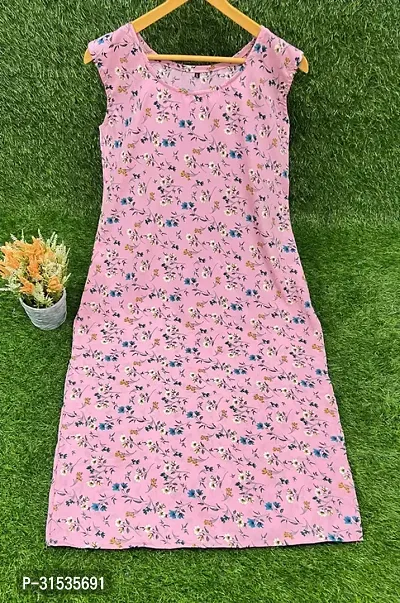 Attractive Pink Printed Crepe Kurta For Women