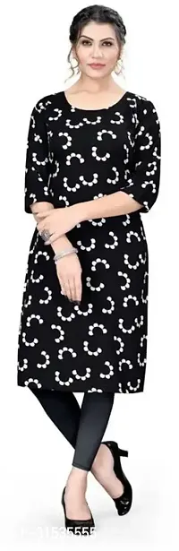 Attractive Black Printed Crepe Kurta For Women