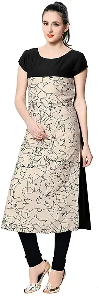 Attractive Beige Printed Crepe Kurta For Women-thumb0