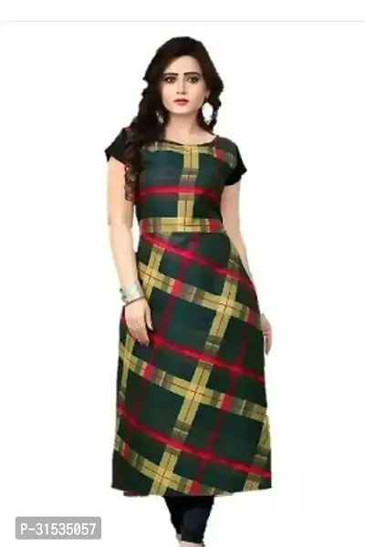 Attractive Green Printed Crepe Kurta For Women