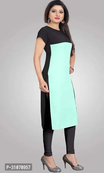 Stylish Multicoloured Crepe Solid Kurta For Women-thumb3