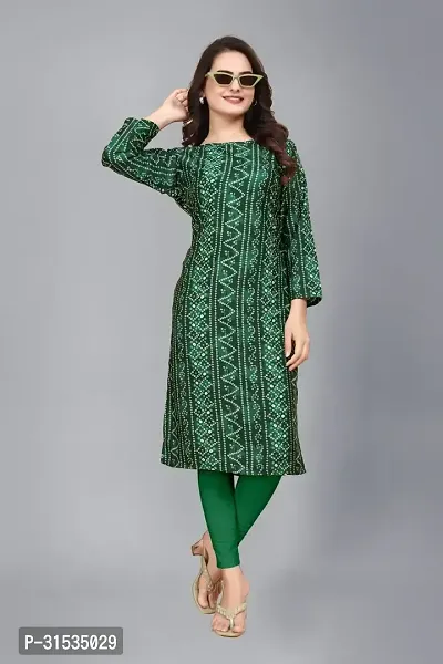 Attractive Green Printed Crepe Kurta For Women