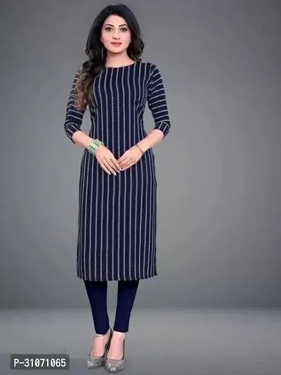 Stylish Blue Crepe Striped Kurta For Women-thumb0