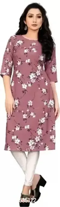 Attractive Pink Printed Crepe Kurta For Women