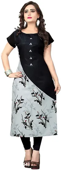 Stylish Multicoloured Crepe Printed Straight Stitched Kurta For Women-thumb0