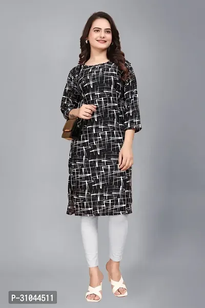 Stylish Black Crepe Printed Straight Stitched Kurta For Women-thumb0