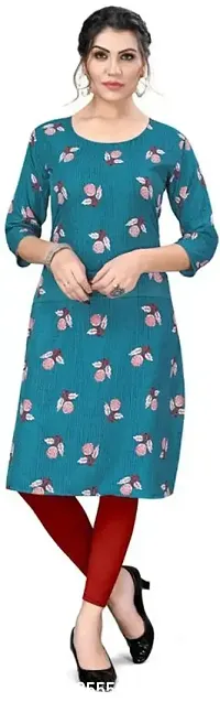 Attractive Blue Printed Crepe Kurta For Women-thumb0