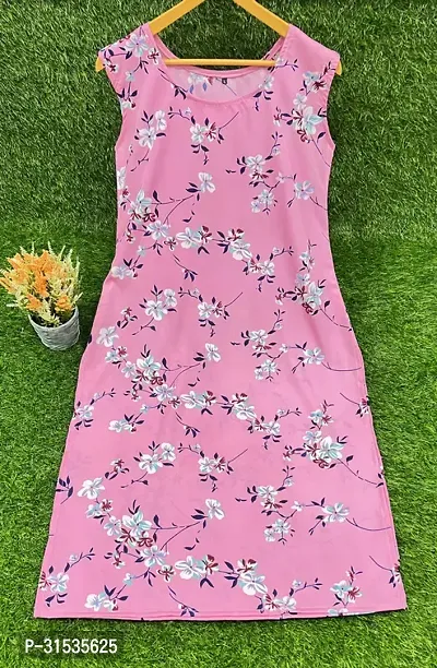 Attractive Pink Printed Crepe Kurta For Women