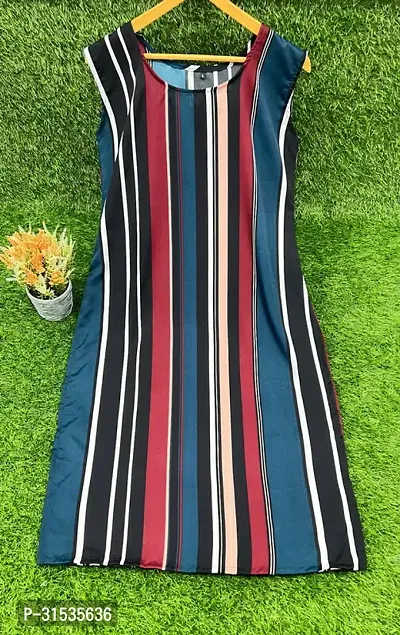 Attractive Multicoloured Striped Crepe Kurta For Women