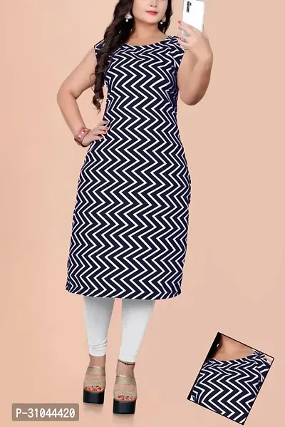 Stylish Black Crepe Zig Zag Straight Stitched Kurta For Women-thumb3