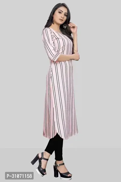 Stylish Multicoloured Crepe Striped Kurta For Women-thumb0