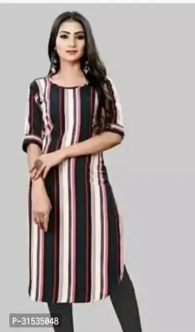 Attractive Multicoloured Striped Crepe Kurta For Women